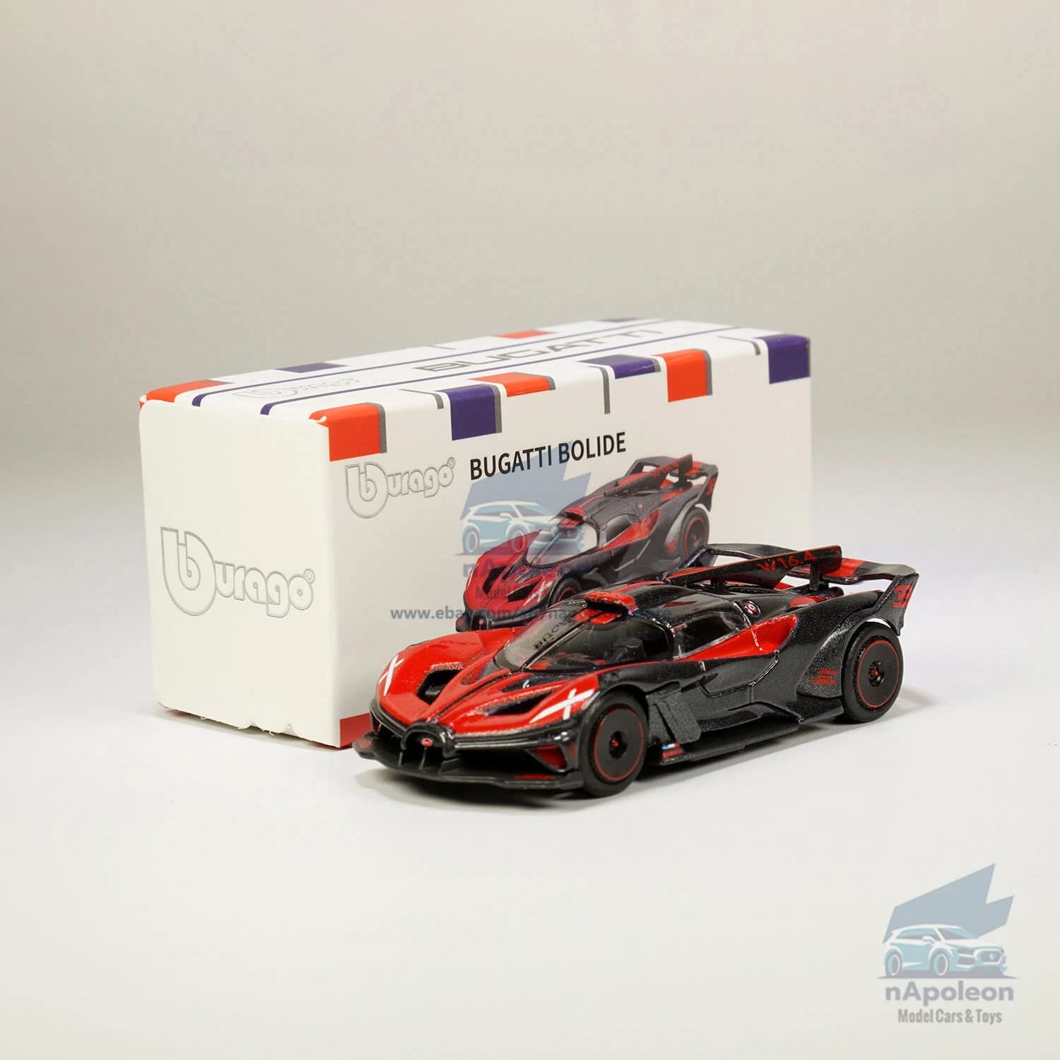 Bburago (Negro/rojo) Bugatti Bolide 1:64