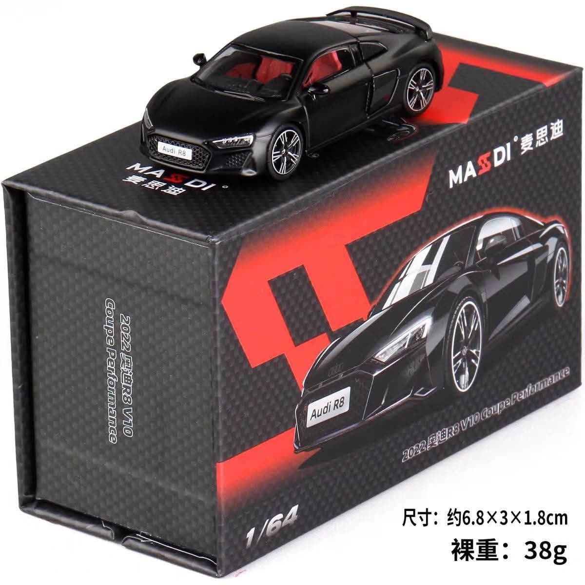 Massdi Audi R8 V10 Coupe Performance 2022 1:64 – Negro mate